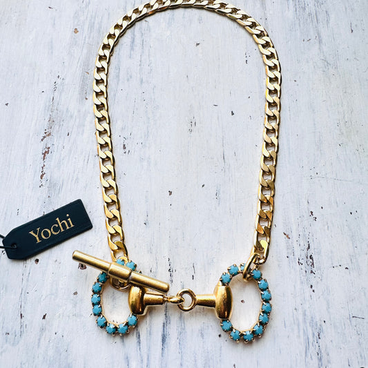 Yochi Turquoise Bit Toggle Necklace