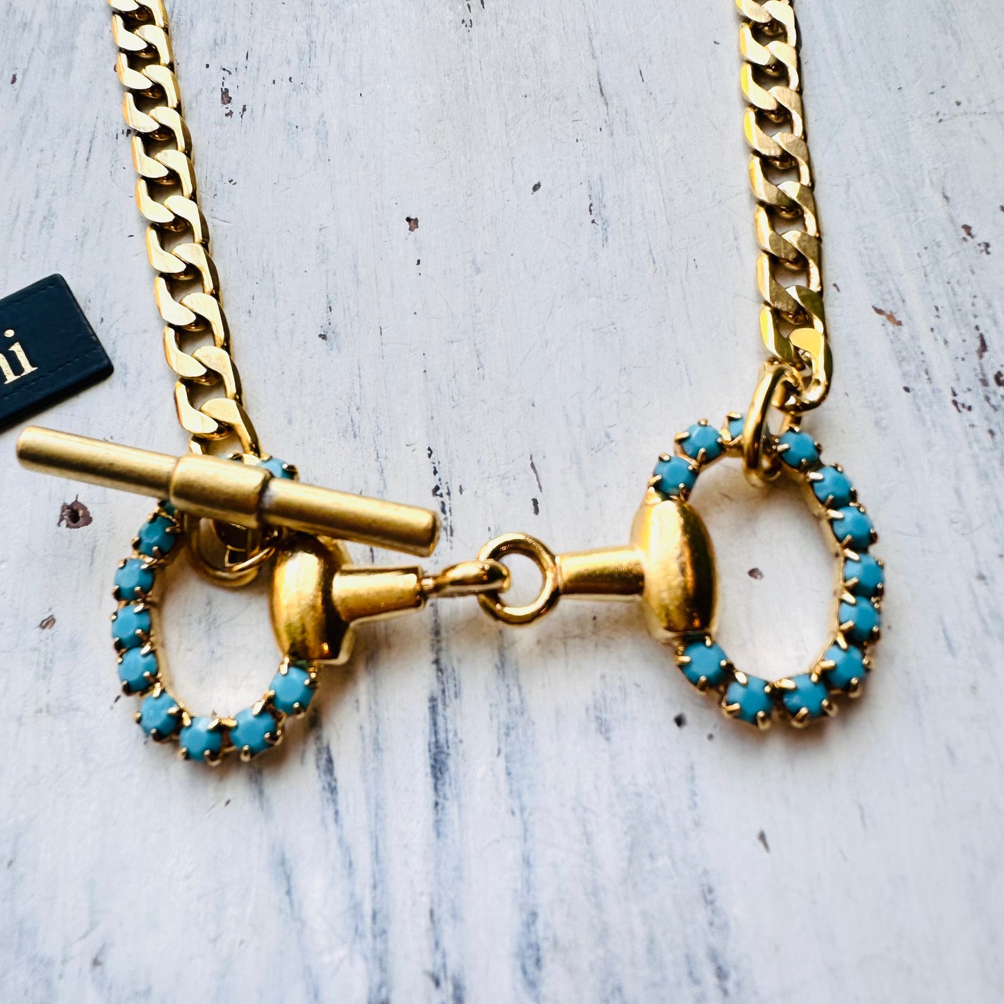 Yochi Turquoise Bit Toggle Necklace