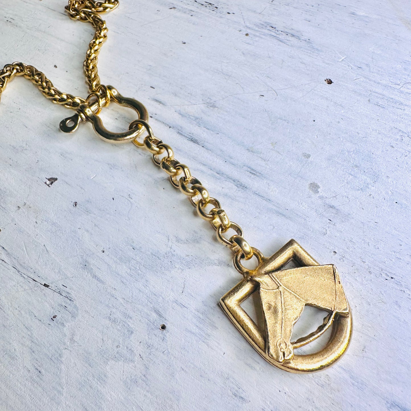 Yochi NY Gold Plated Bit & Horse Drop Necklace