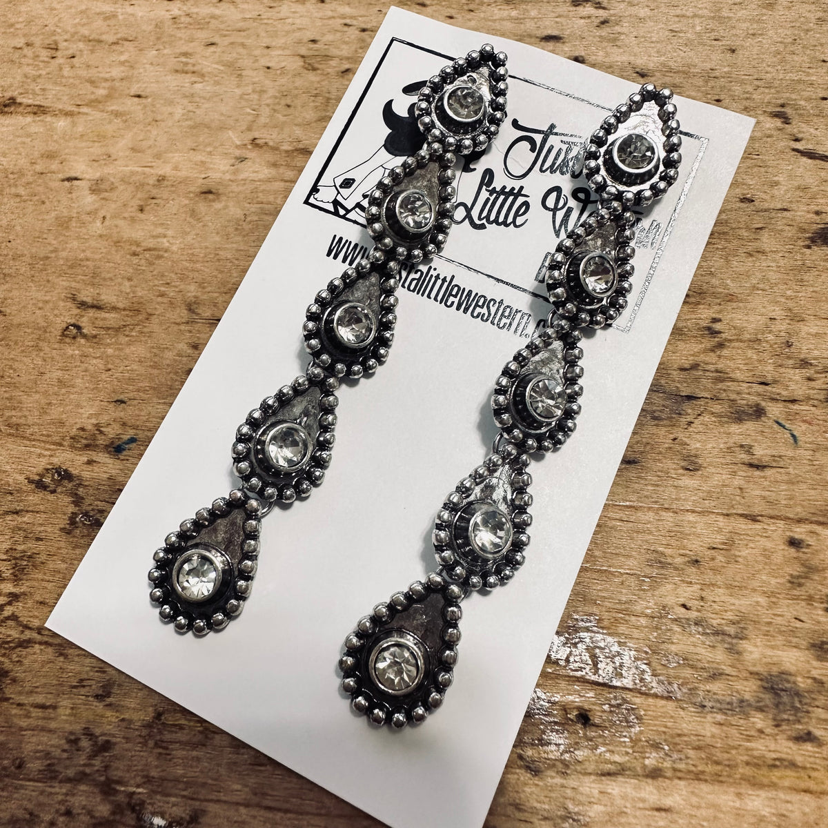 5 Rhinestone Teardrop Post Earrings