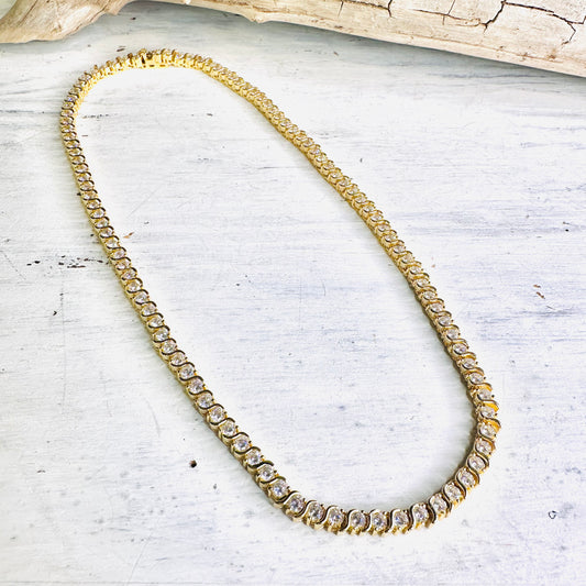 Gold Plated S Link Tennis Necklace