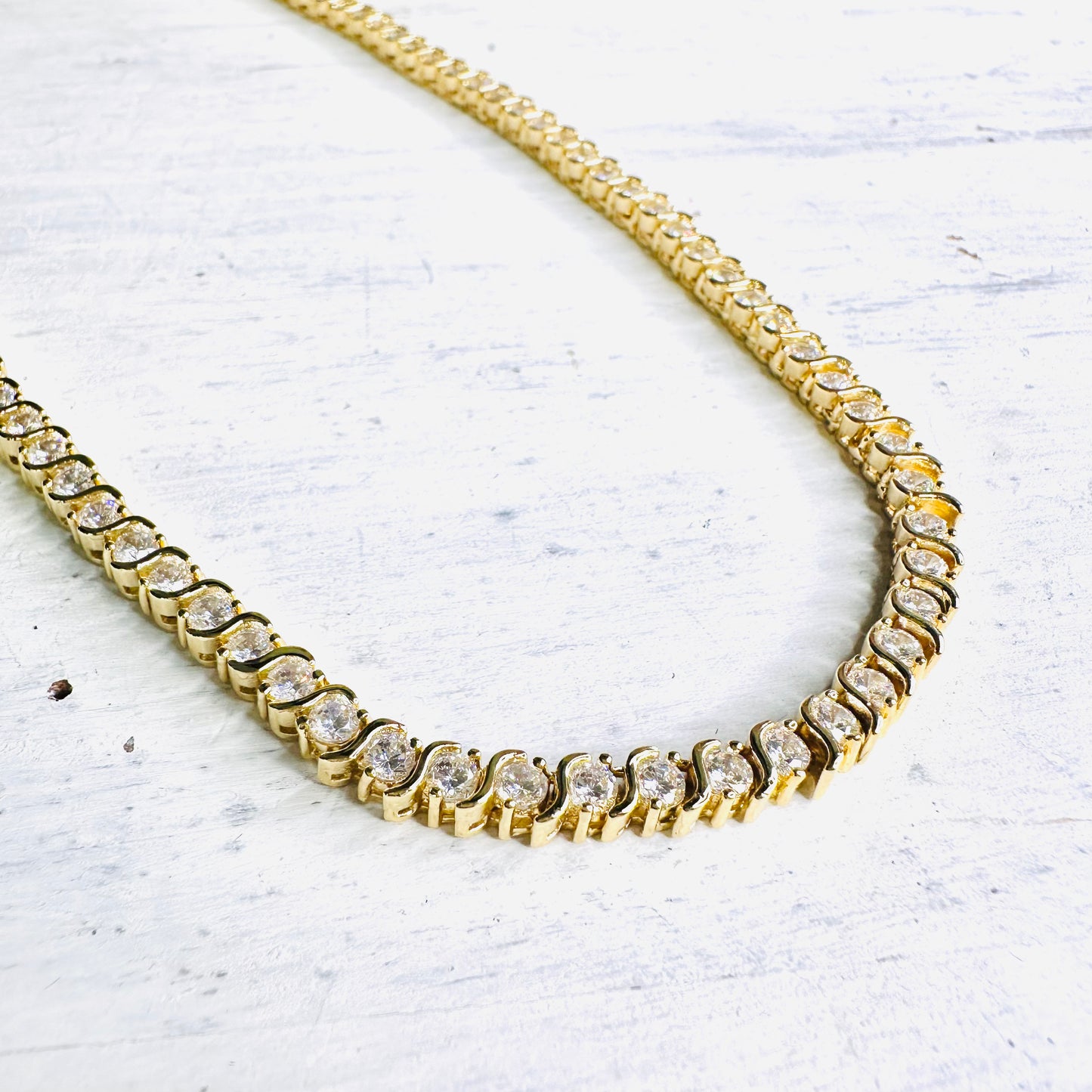 Gold Plated S Link Tennis Necklace