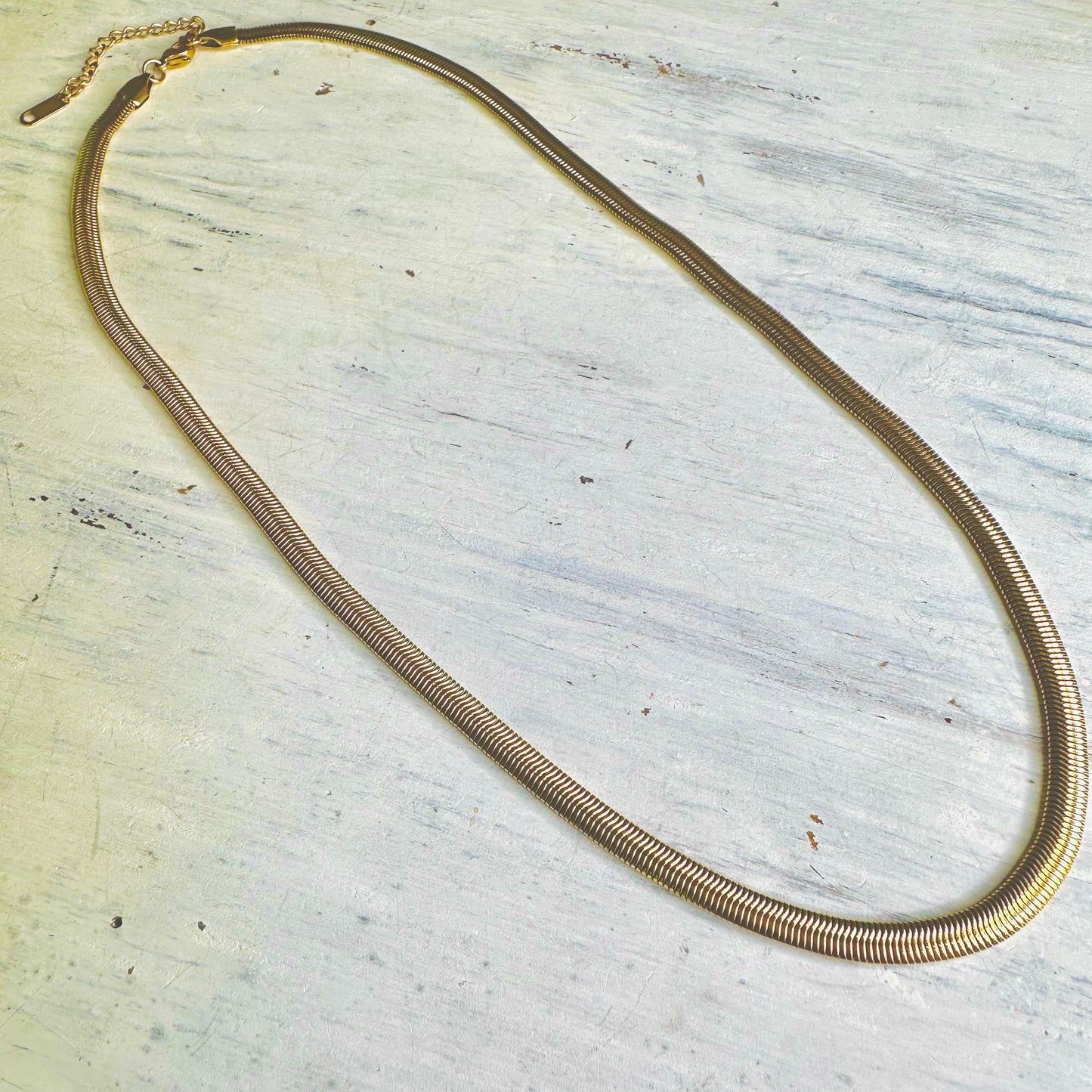 19" Gold Plated Snake Link Necklace