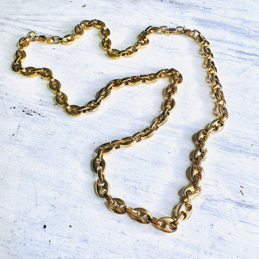 24" Gold Puff Link Necklace