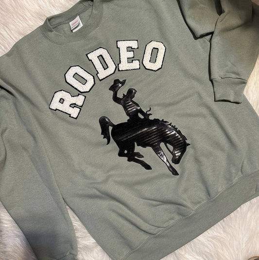 Sage Rodeo Sequin Bronc Sweatshirt