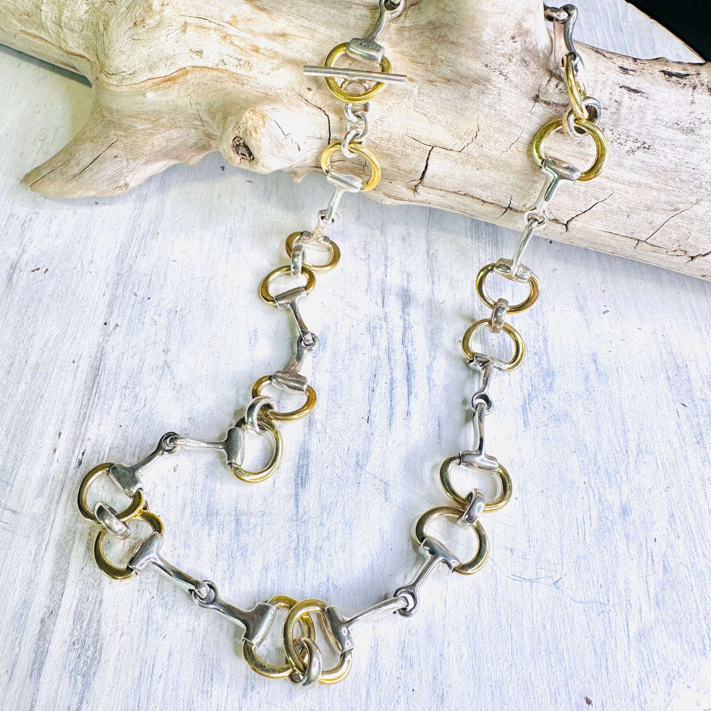 Sterling & Gold Bit Toggle Necklace
