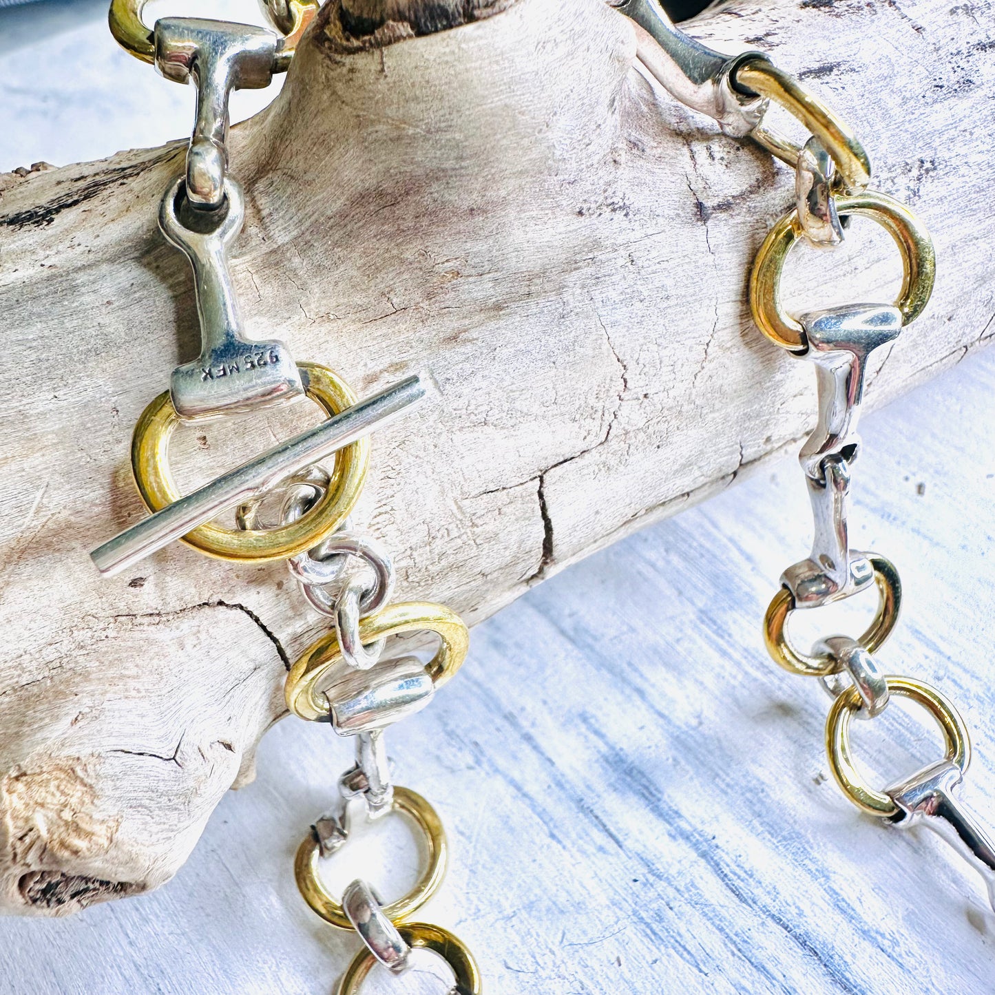Sterling & Gold Bit Toggle Necklace