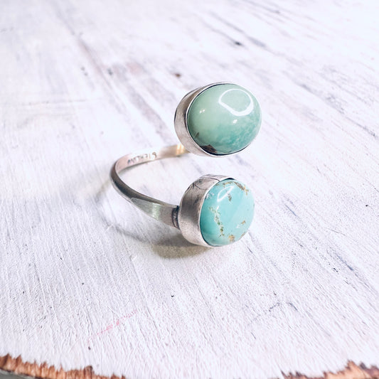Sterling Open Bezel Green Turquoise Ring