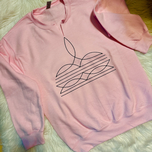 Western Boot Stitch Pink Sweatshirt