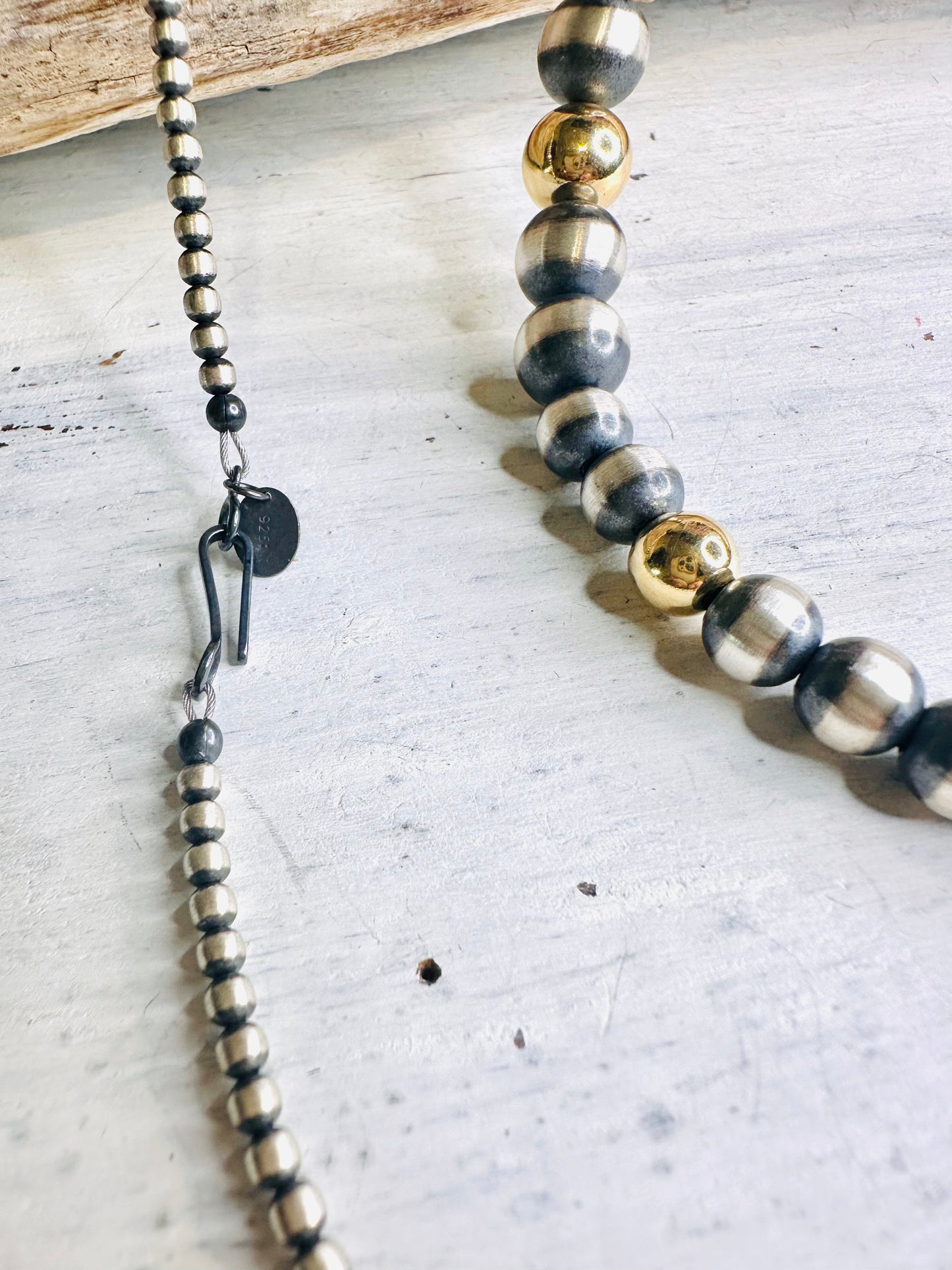 Sterling & 14K Gold Gradual Beaded Necklace