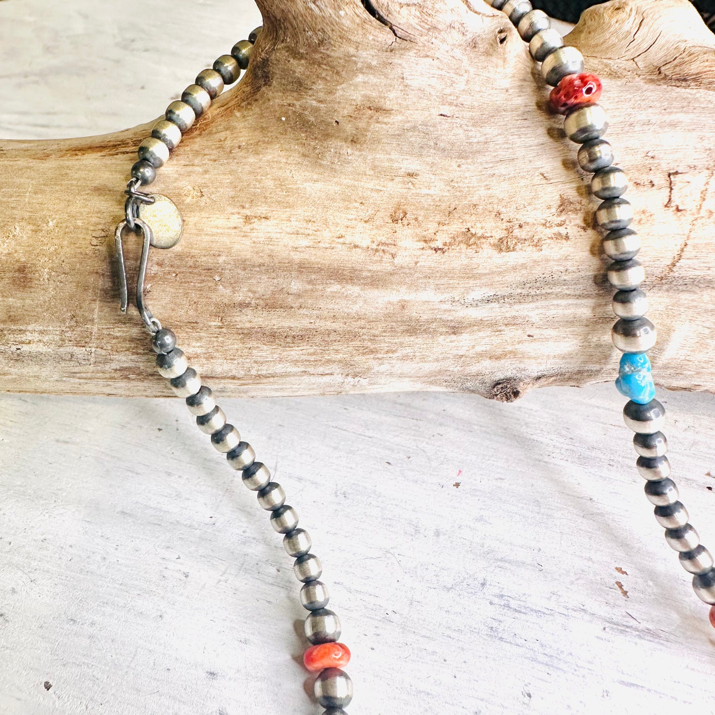 18" Sterling & Multi Color Beaded Necklace
