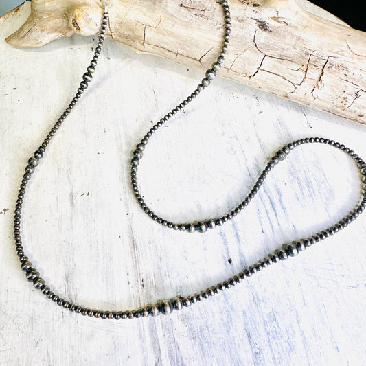 30" Sterling Beaded Sectioned Necklace