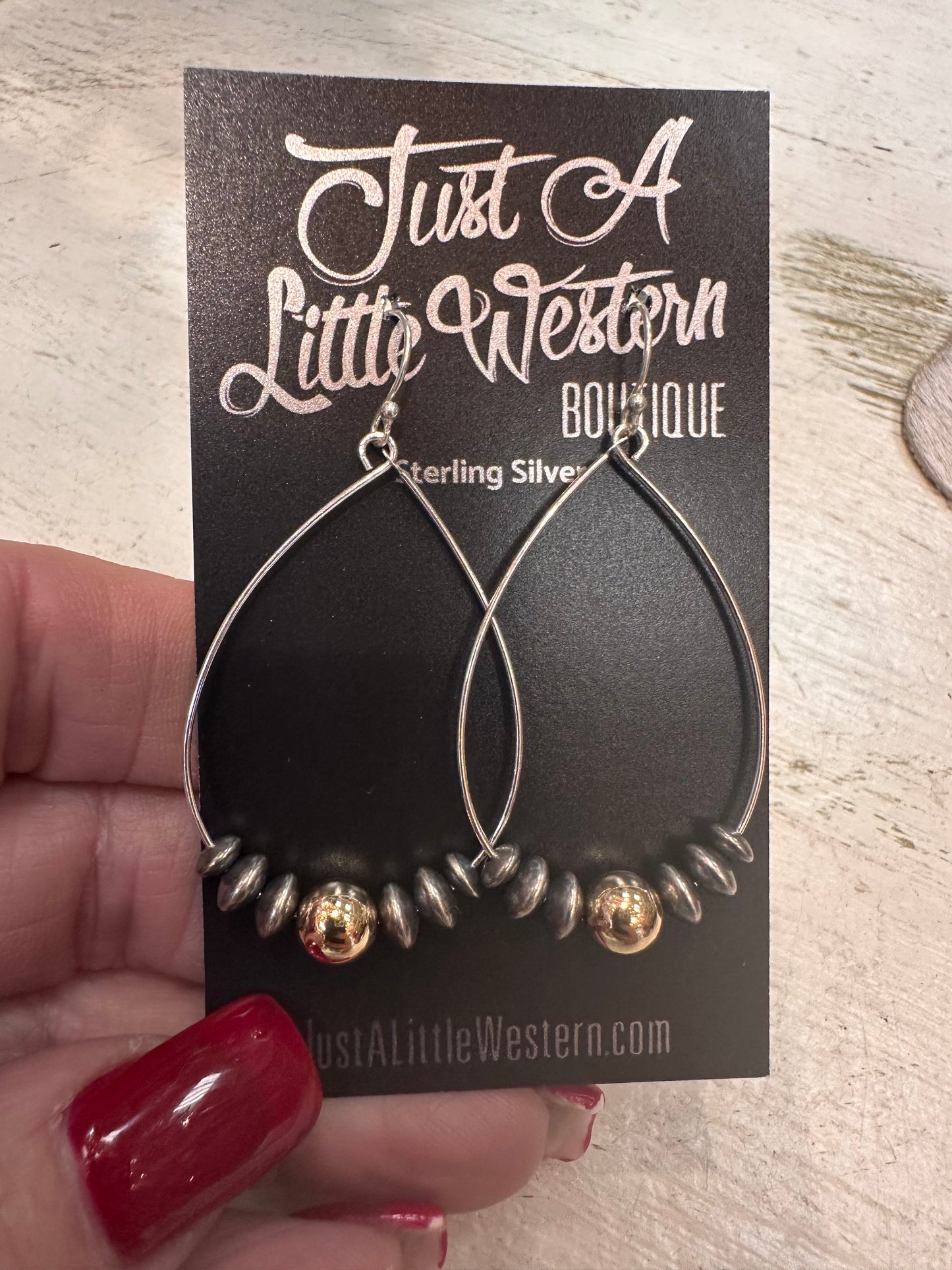 Sterling Saucer Pearl & Gold Bead Wired Teardrop Earring
