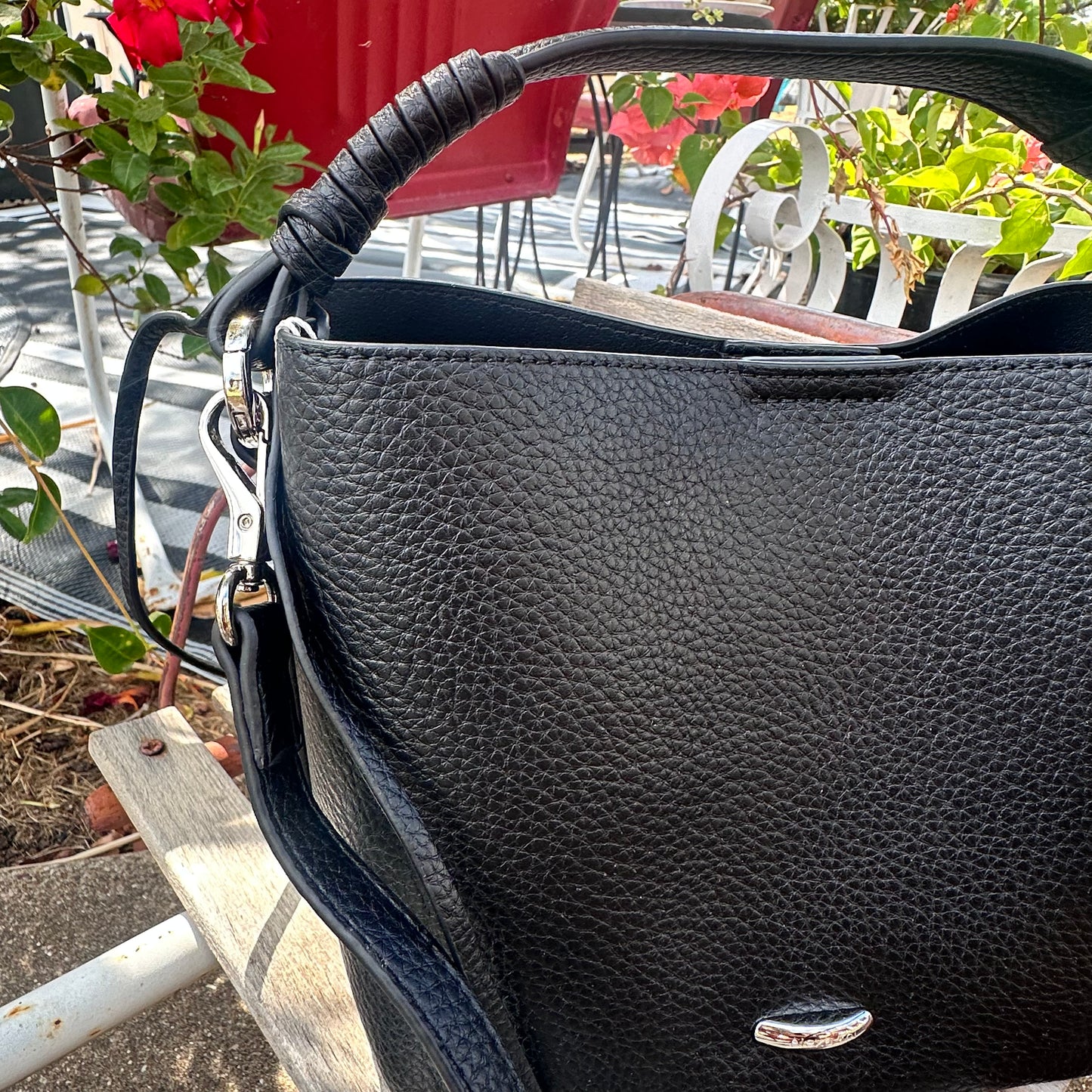 Faux Leather Crossbody Set- Black