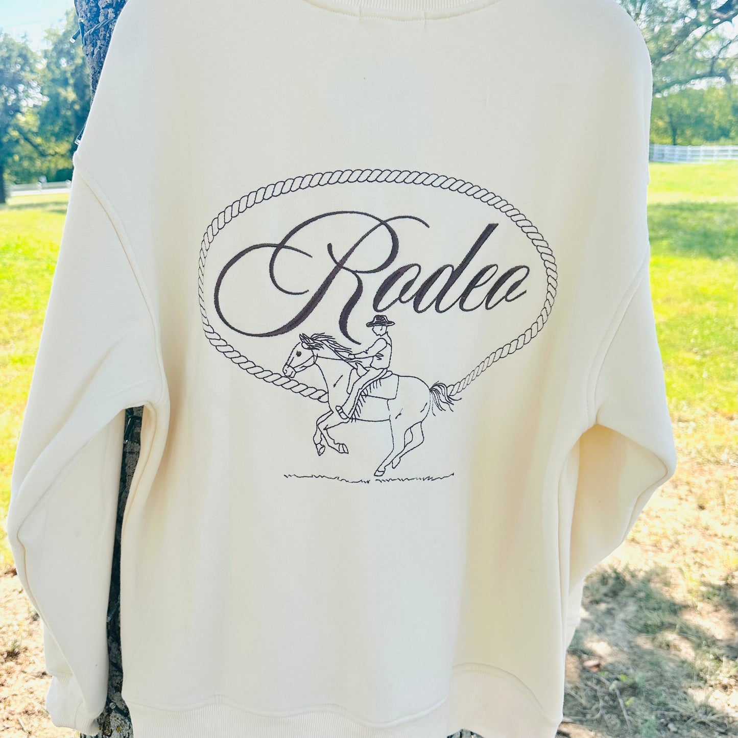 Cream Rodeo Embroidered Sweatshirt
