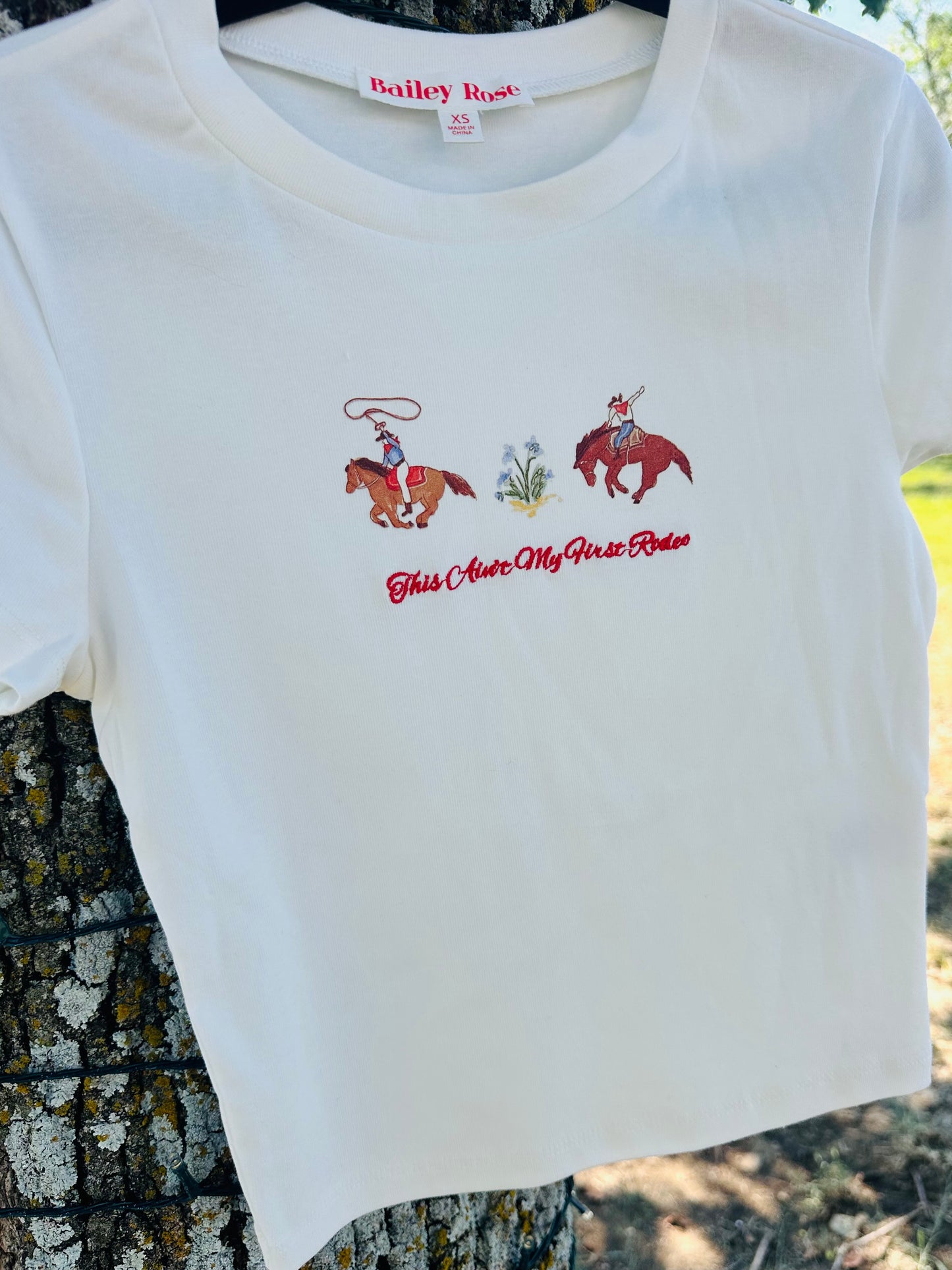 This Aint My First Rodeo Embroidered Fitted Tee