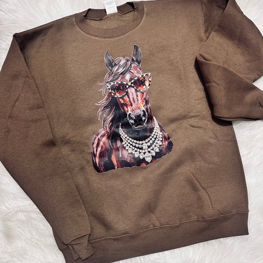 Bay Glam Horse Espresso Sweatshirt