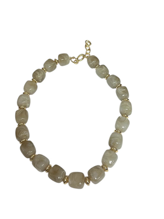 Beige Colored Chunky Resin Beaded Necklace