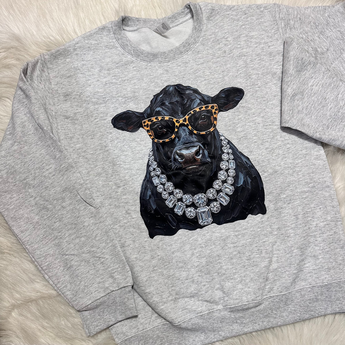 Glam Brangus Cow Sweatshirt- Ash Grey