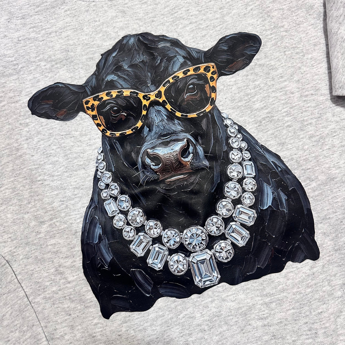 Glam Brangus Cow Sweatshirt- Ash Grey