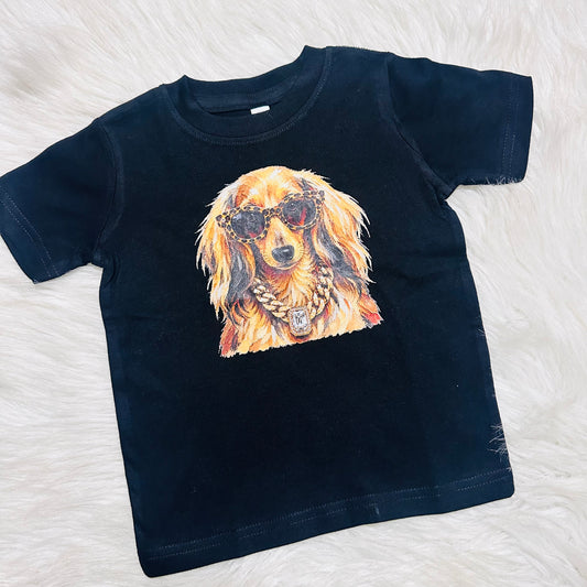Toddler Mesa Dachshund Tee- Black