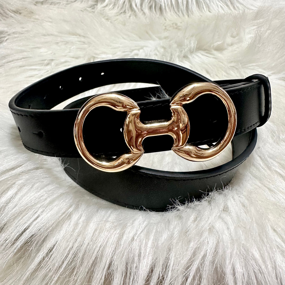 Gold Bit Buckle Black Belt