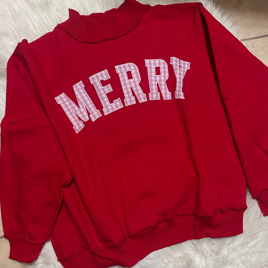 Merry Emb Mock Sweatshirt