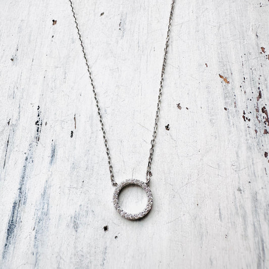 16" Circle CZ & Sterling Necklace
