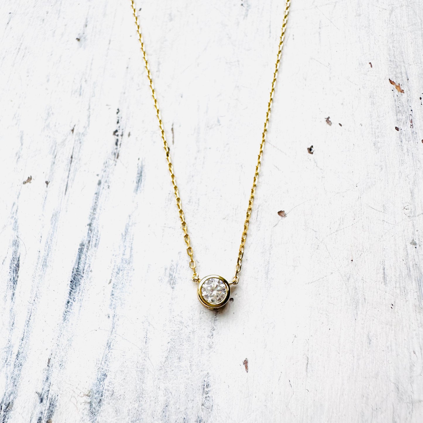 16" CZ & Gold Sterling Necklace