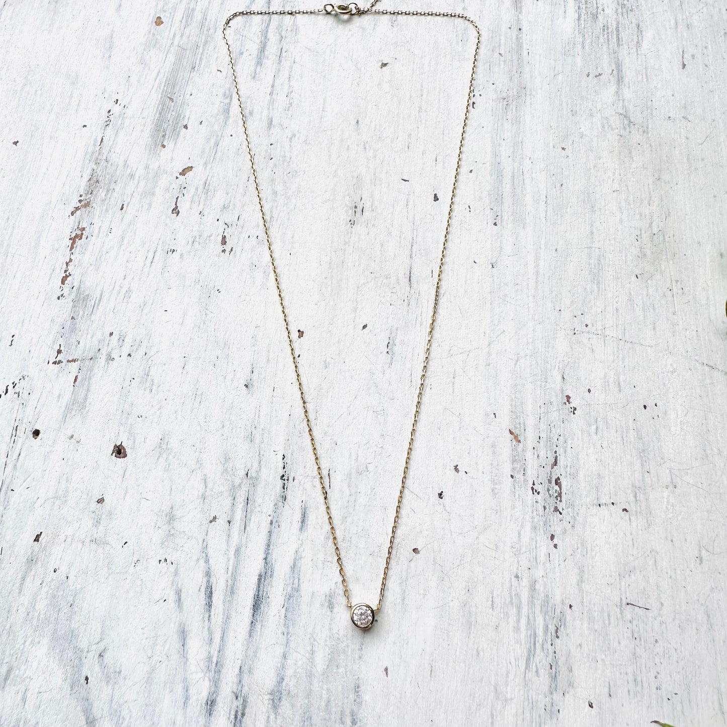 16" CZ & Gold Sterling Necklace