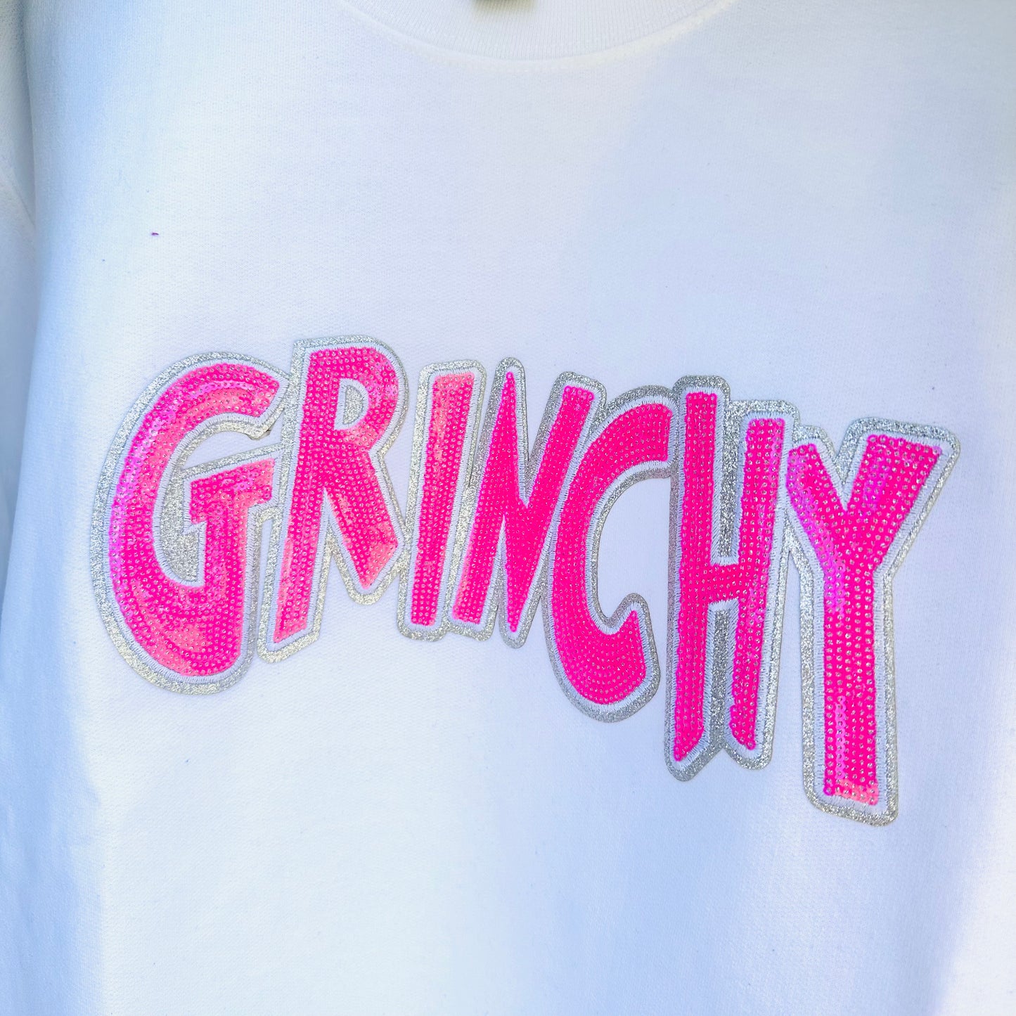 White & Hot Pink Grinchy Sweatshirt