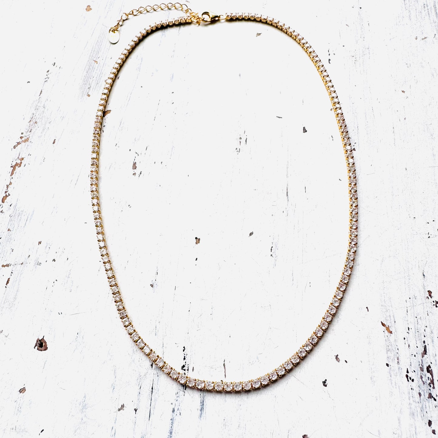 13" Tennis Style Gold Sterling Choker Necklace