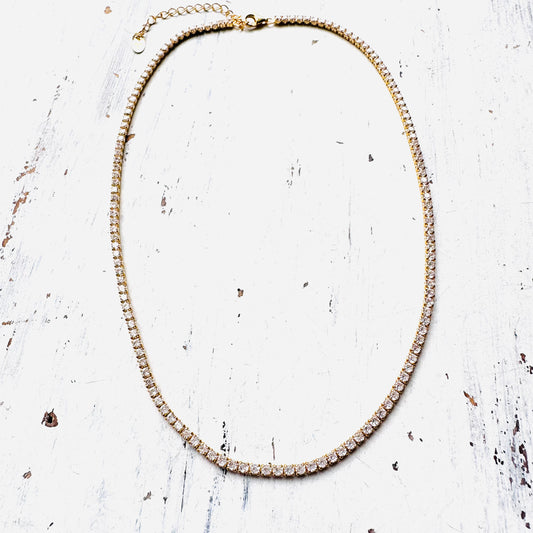 13" Tennis Style Gold Sterling Choker Necklace