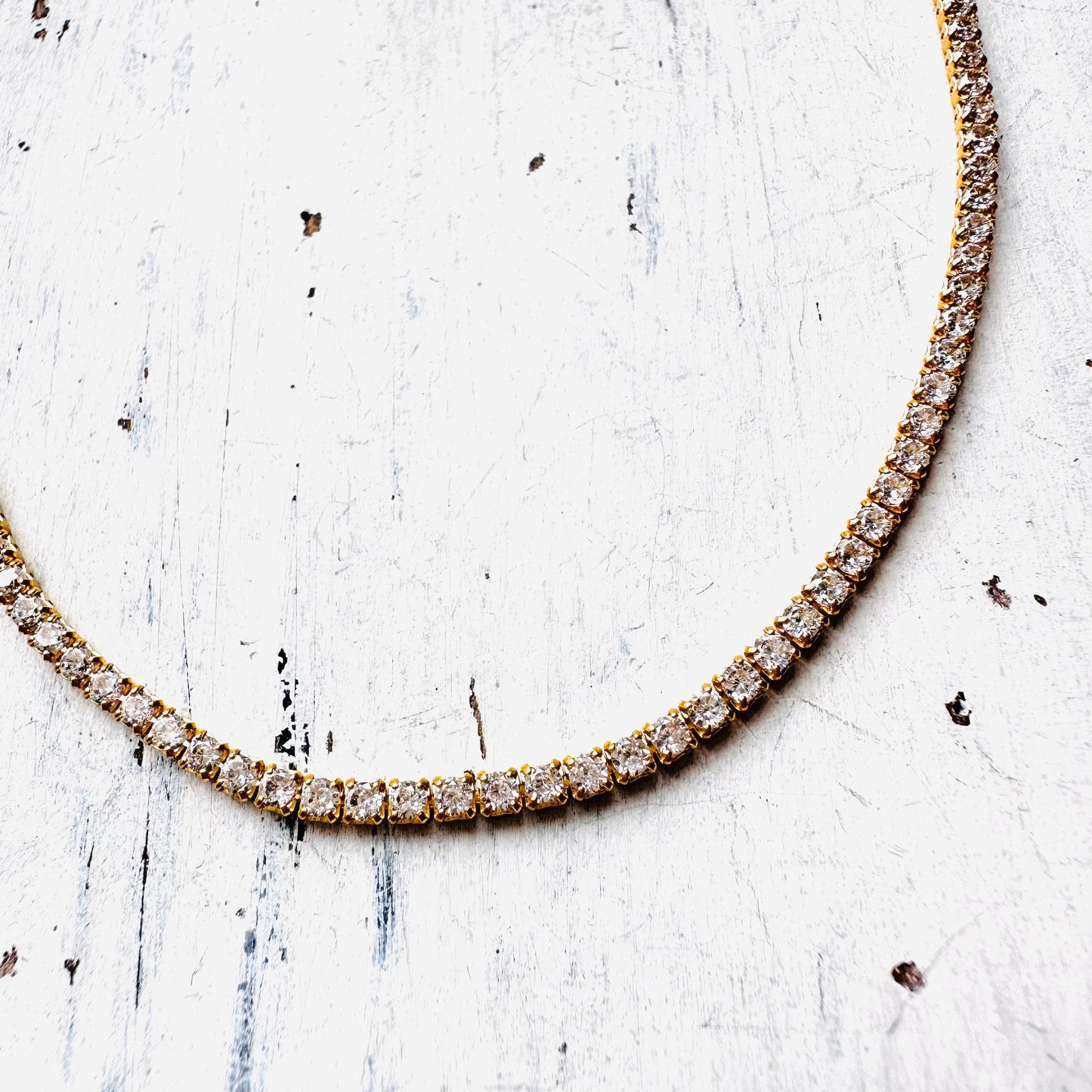 13" Tennis Style Gold Sterling Choker Necklace