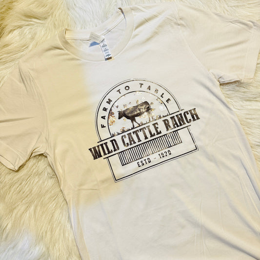 Wild Cattle Ranch Vintage White Tee