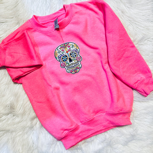 Youth Safety Pink Sugar Skull Sweatshirt