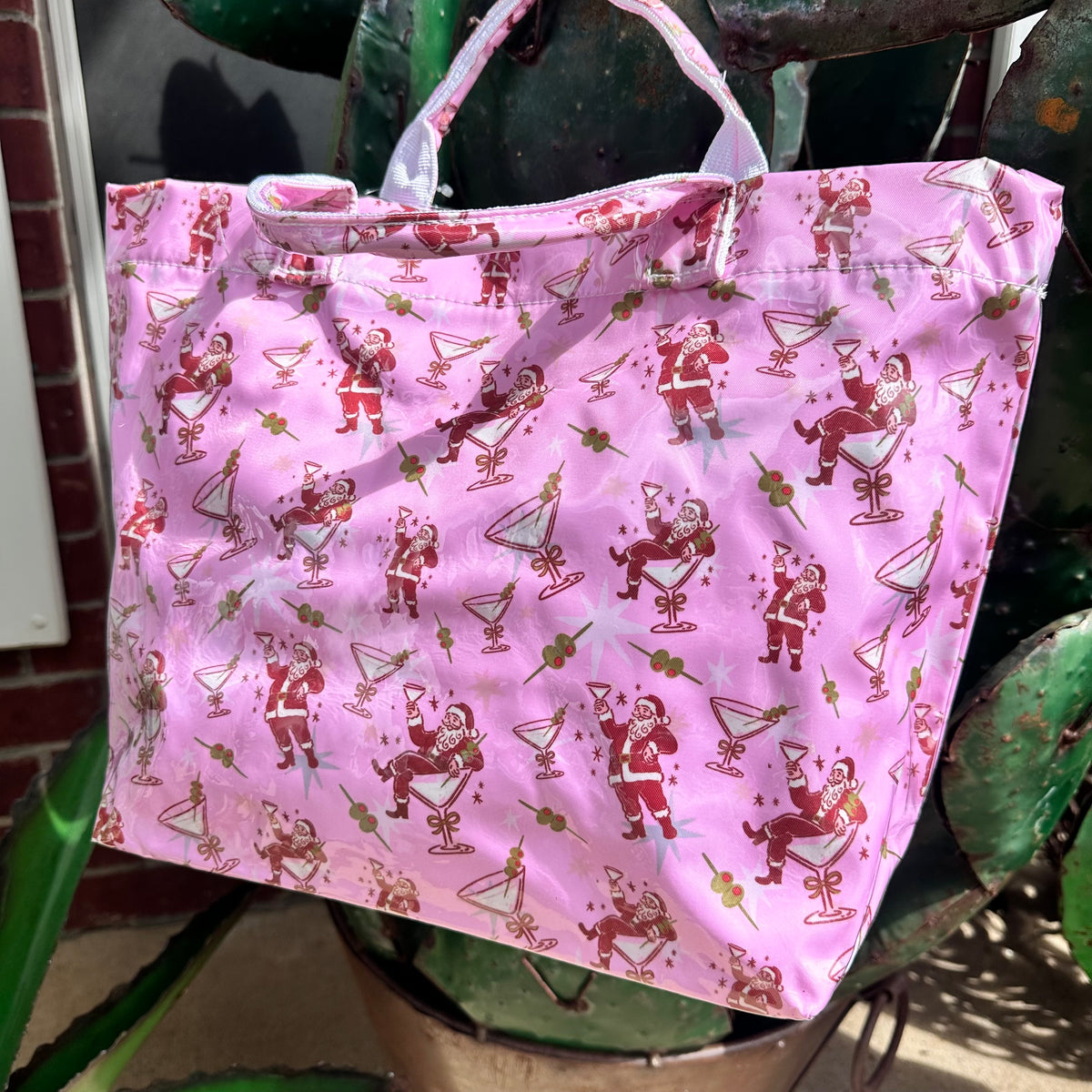 Tipsy Santa Clear Coat Handled Tote