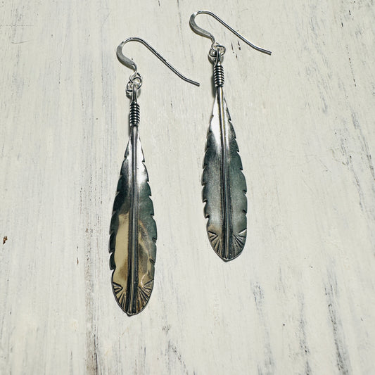 Sterling Feather Earrings