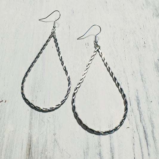 Sterling Flat Chain Teardrop Earrings