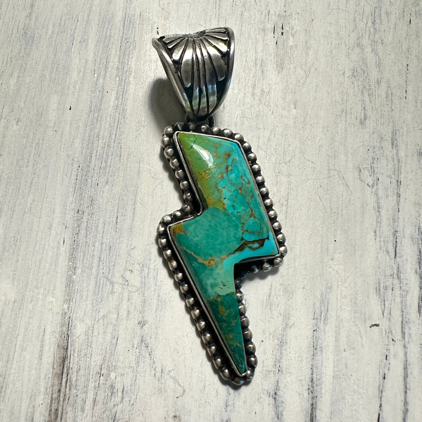 Sterling & Turquoise Lighting Bolt Pendant