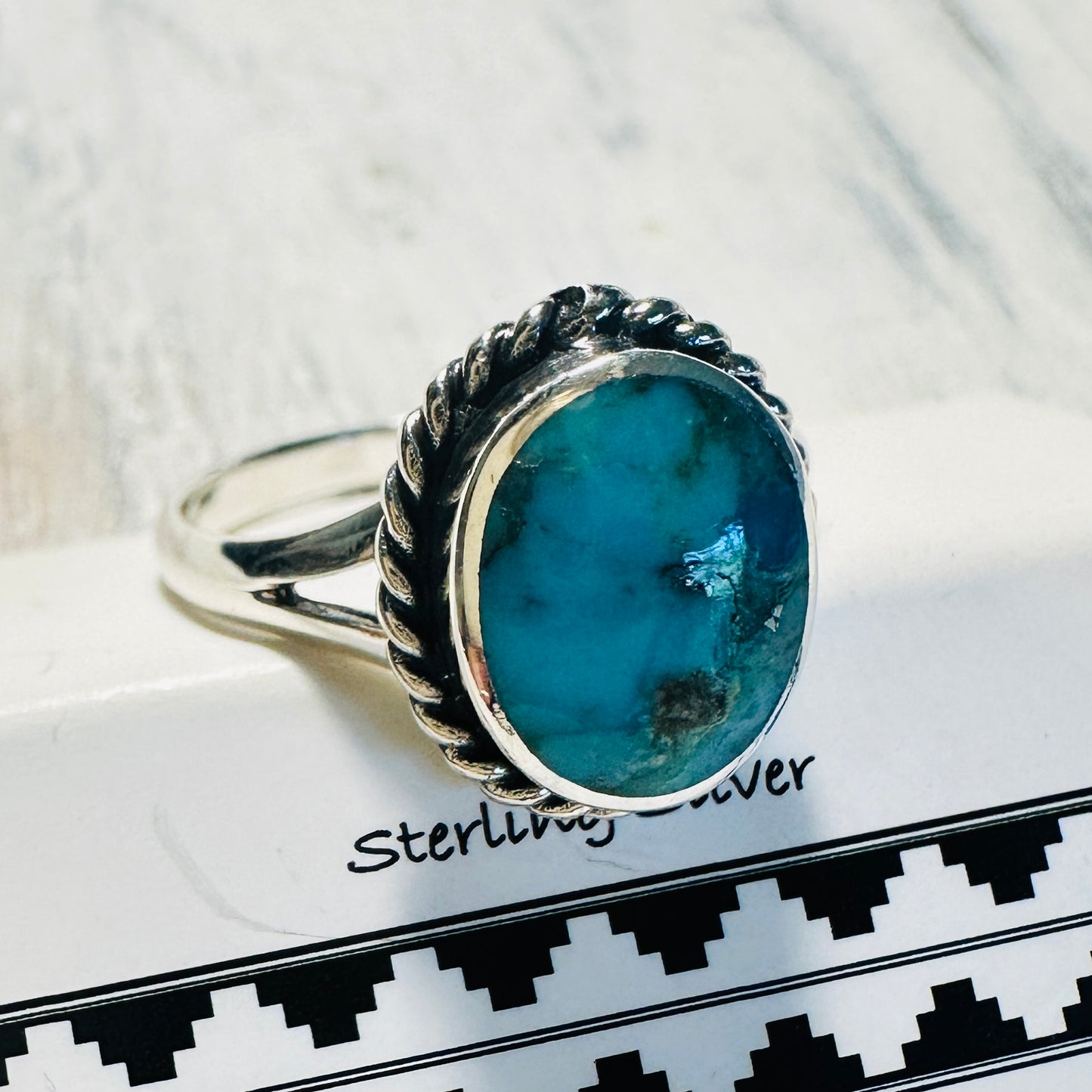 Rope Sterling Turquoise Ring