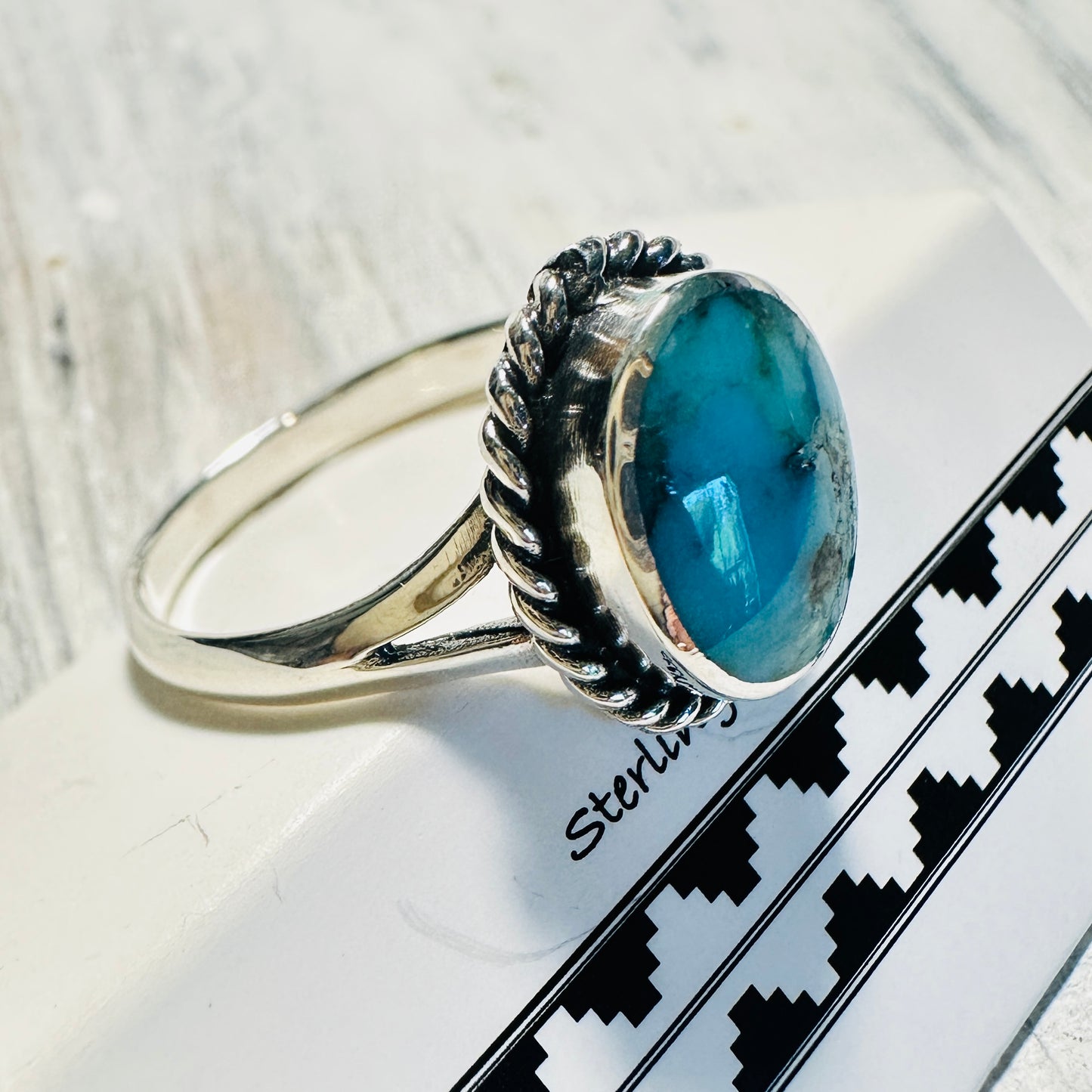 Rope Sterling Turquoise Ring