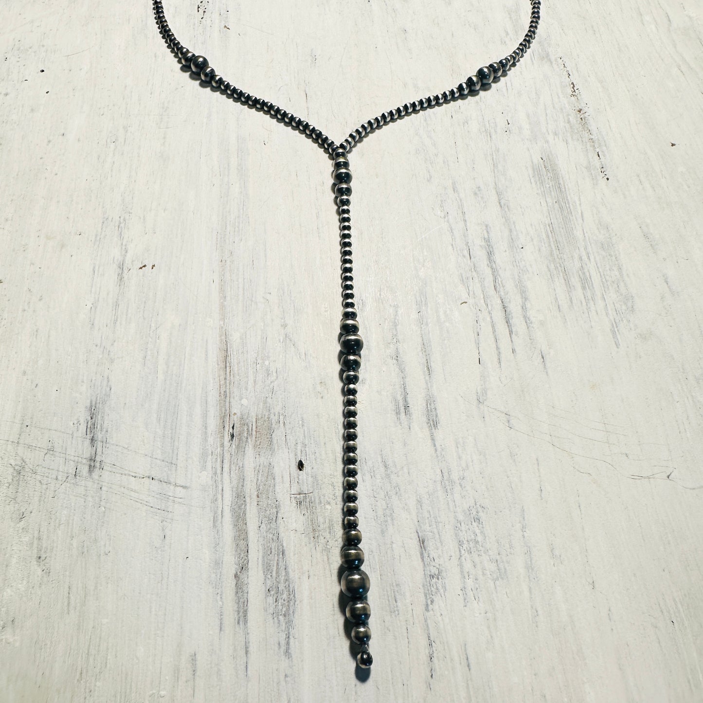 Sterling Beaded Lasso Necklace