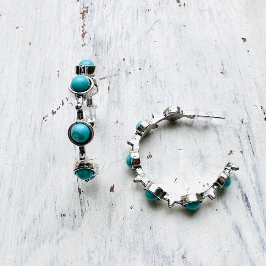 Turquoise Dot Hoop Earring