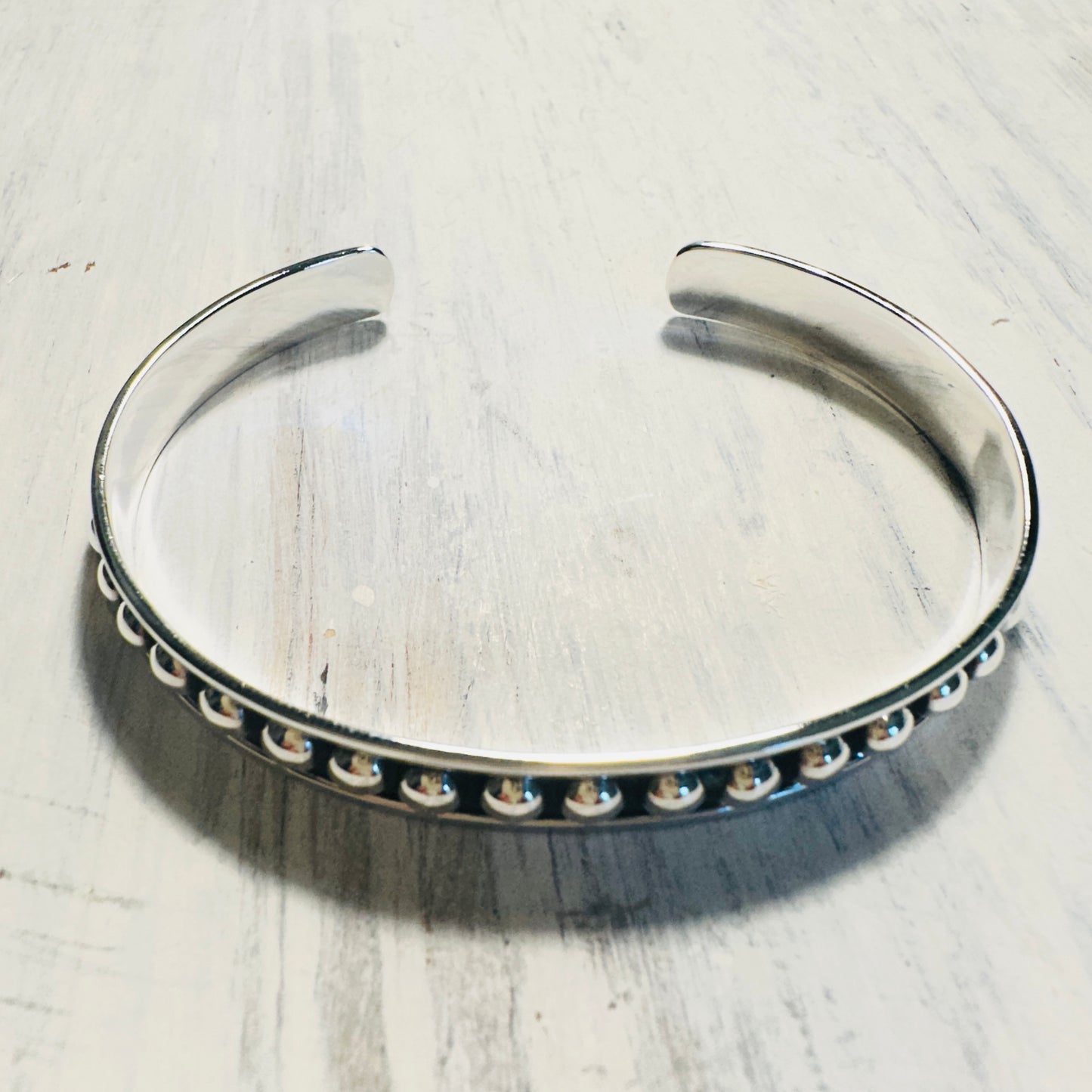 Sterling Large Beaded Cuff Bracelet