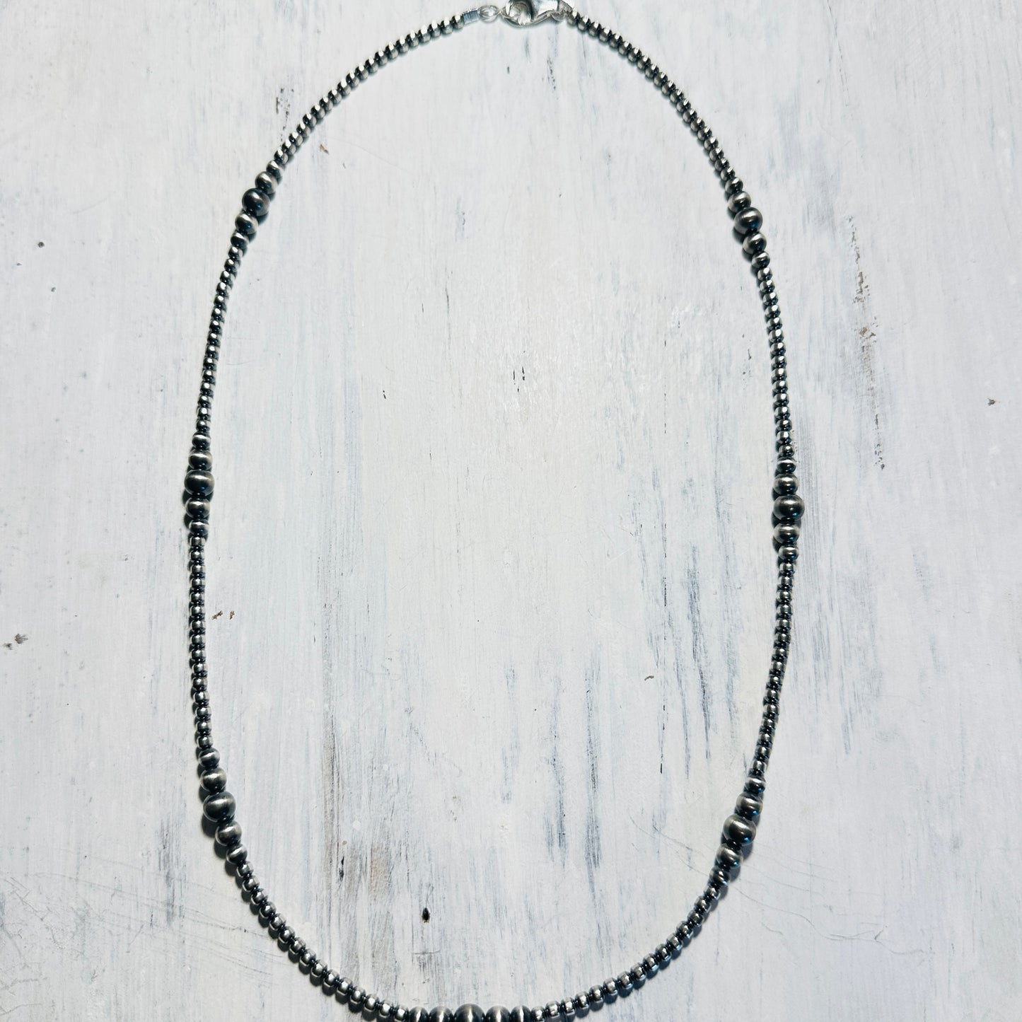 22" Gradual Sectioned Beaded Sterling Necklace