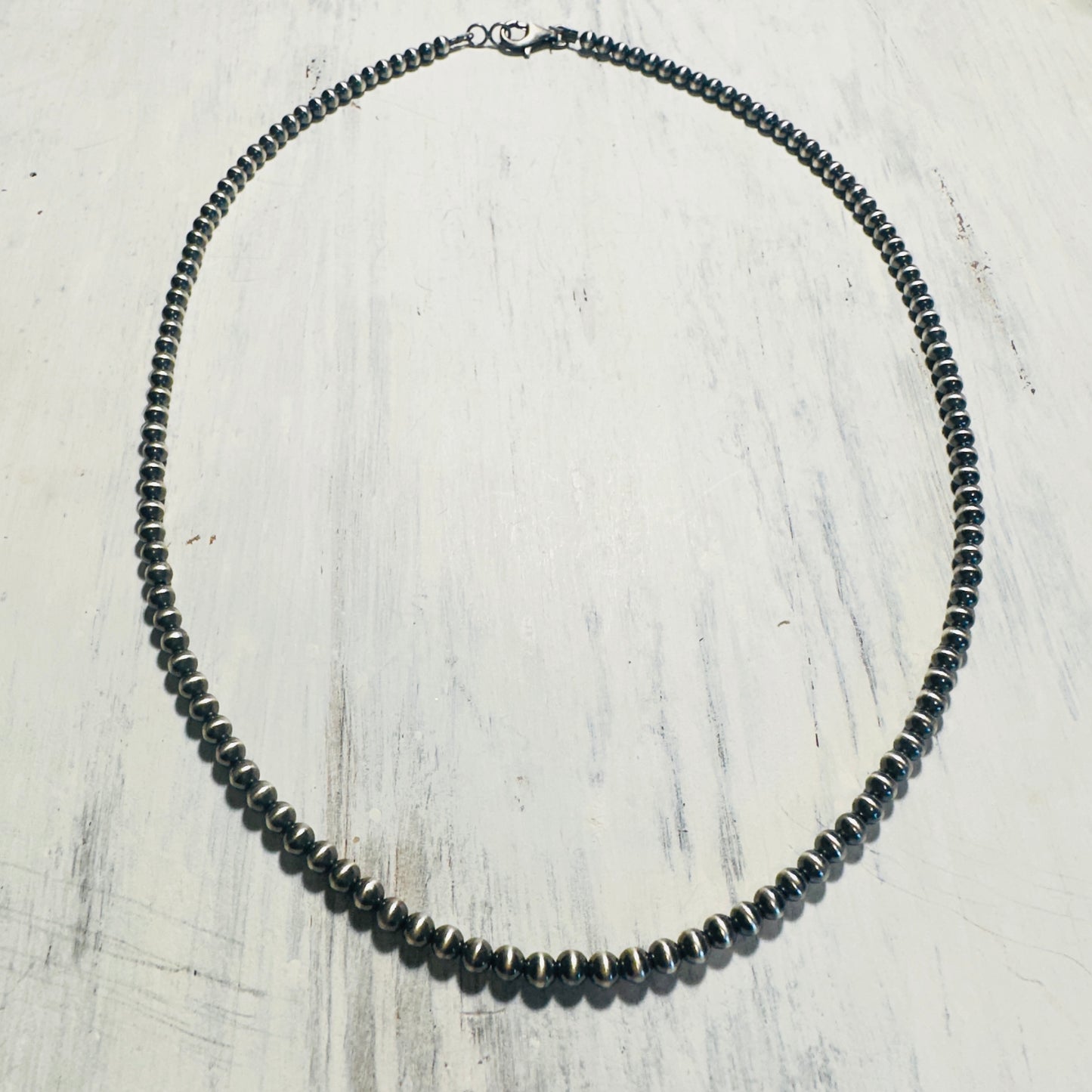 20"- 4mm Sterling Beaded Necklace