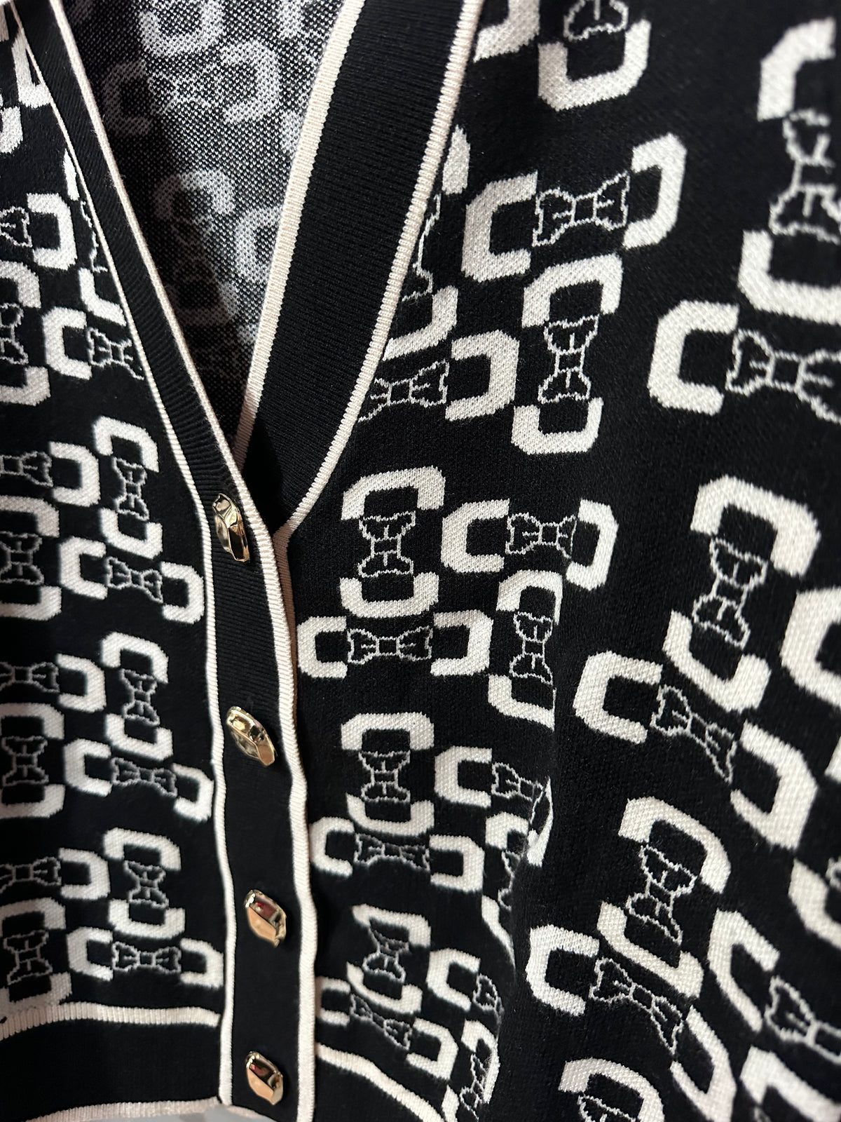Black Bit & Bow Print Cardigan