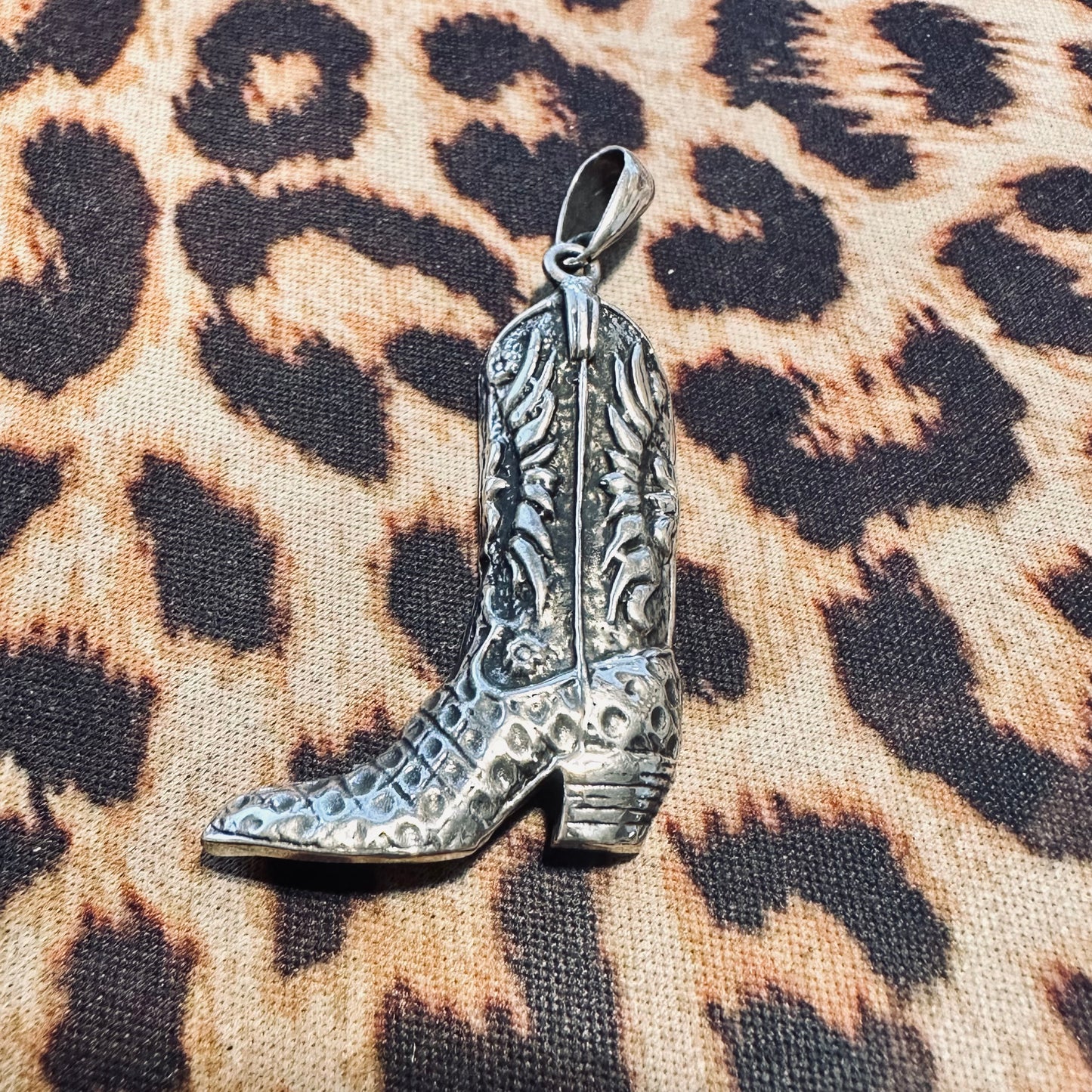 Sterling Western Boot Necklace Pendant