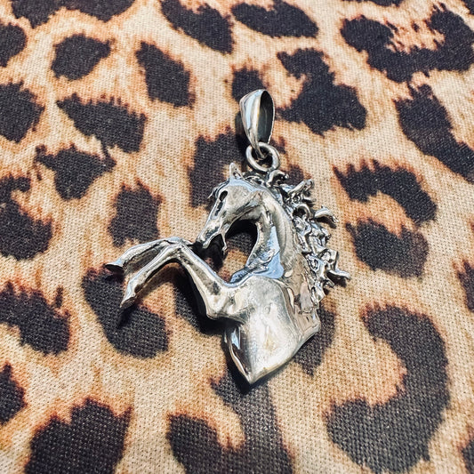 Sterling Upper Horse Necklace Pendant